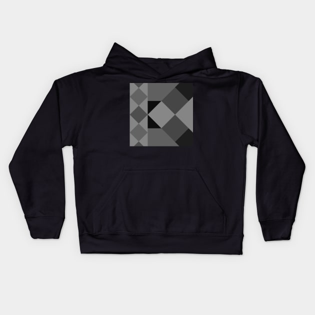 monochrome mid century modern geometrical design Kids Hoodie by pauloneill-art